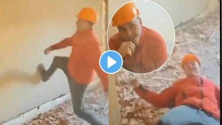 wall collapsed but a man safely come out shocking video viral on social media