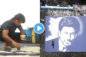 In viaral video Artist create white marble stone potrait for shahrukh khan