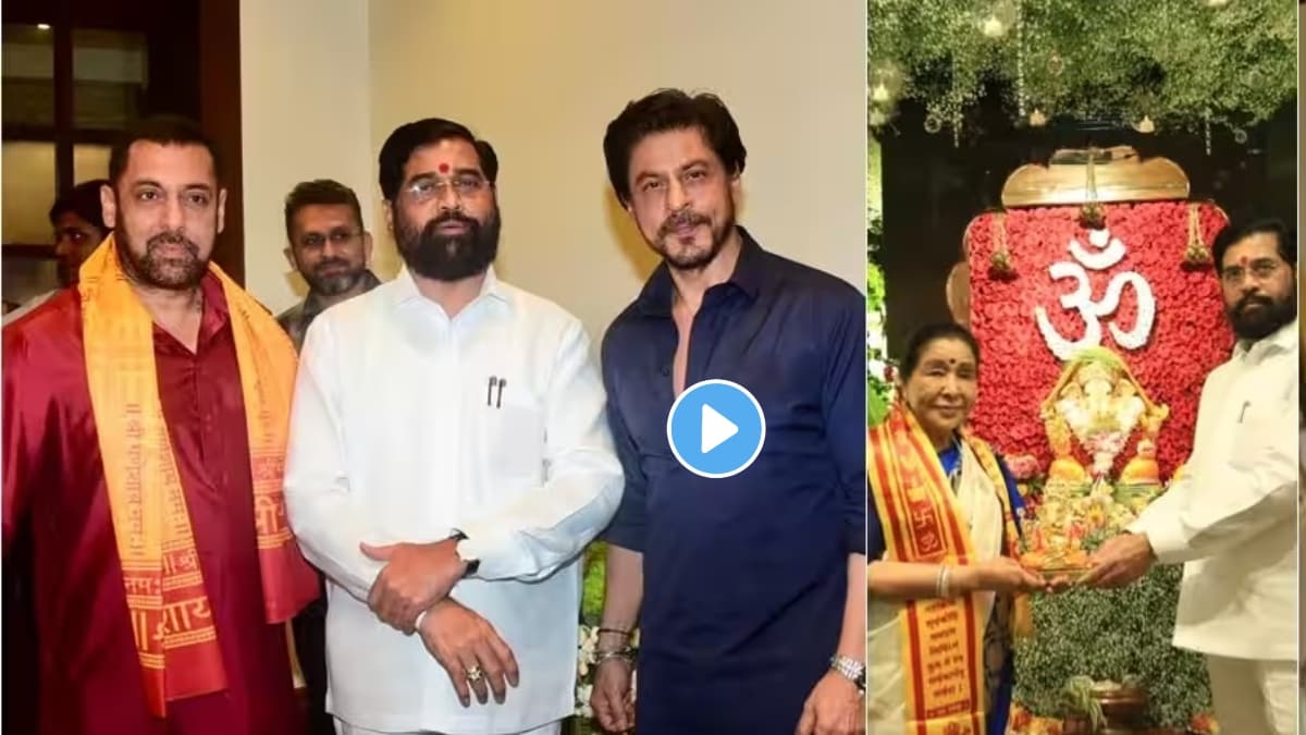 Salman Khan and Shah Rukh Khan at Maharashtra CM Eknath Shinde home for Ganpati darshan
