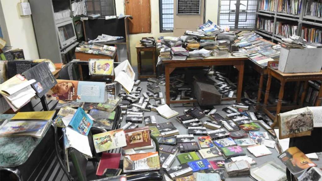 4000 books in government district library got wet due to flood water