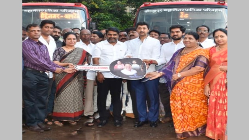 9 ac buses added to kolhapur city transportation service, kmt, kolhapur municipal transport