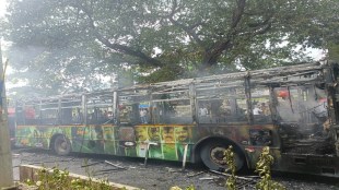 nmmt bus caught fire in kharghar