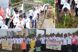 डोंबिवलीत विद्यार्थ्यांकडून आयरे गाव तलावाची स्वच्छता Cleaning Ayre village lake students Dombivli
