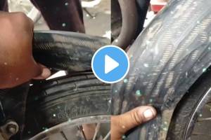 watch desi jugad video man made motorcycle mudguard viral video