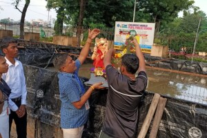 भक्तीमय वातावरणात, गुलाल उधळत नागपुरात दीड लाखांवर गणपती मूर्तीचे विसर्जन Visarjan one and a half lakhs Ganapati idols Nagpur