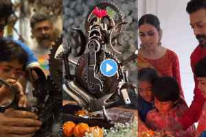 बाप्पाची खास मूर्ती, मराठीतून आरती अन्…, देशमुखांच्या घरचा बाप्पा पाहिलात का? रितेश-जिनिलीयाच्या मुलांचं होतंय कौतुक riteish and genelia deshmukh children made eco friendly ganpati idol