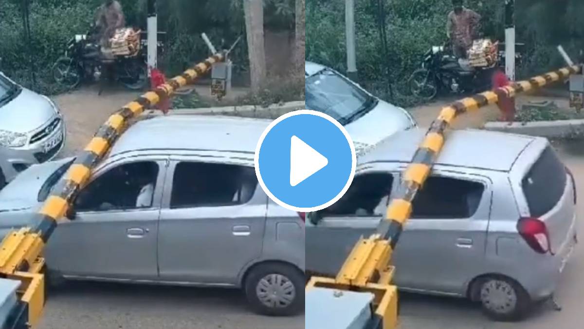 indian railways alto car broke the railway crossing came out from below driver stunt video