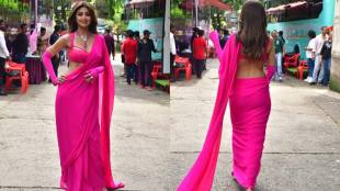 Shilpa Shetty wears pink saree during Sukhee promotion, looked glamorous in deep neck designer blouse