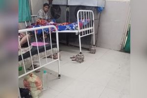 Cement blocks under beds in Mayo Hospital