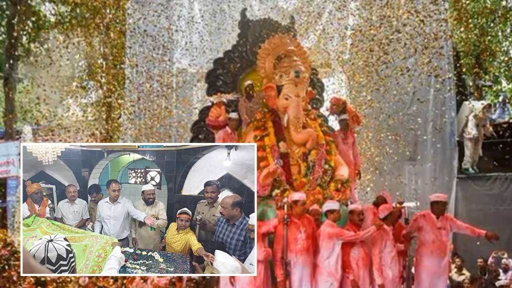 muslim brothers performed aarti and showered flowers on ganesh immersion procession in jalgaon