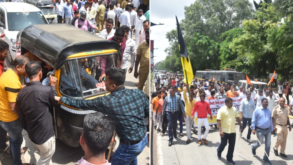 nashik rickshaw drivers protested a Municipal Corporation's CityLink city bus service