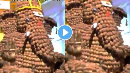 idol of ganpati bappa made using 3000 coconuts