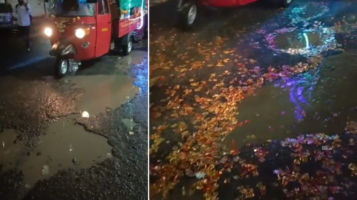 potholes internal road Navi Mumbai Ganpati Visarjan procession pothole