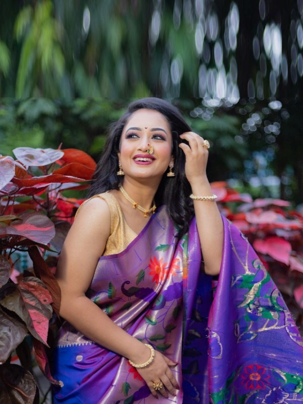 Girija Prabhu Purple Paithani Saree