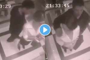 VIDEO: लिफ्टमध्ये एकटी महिला दिसताच पुरुषाच्या मनात आलं पाप, चुकीच्या पद्धतीने स्पर्श करताच महिलेने शिकवला धडा A woman assaulted a person who misbehaved in the lift