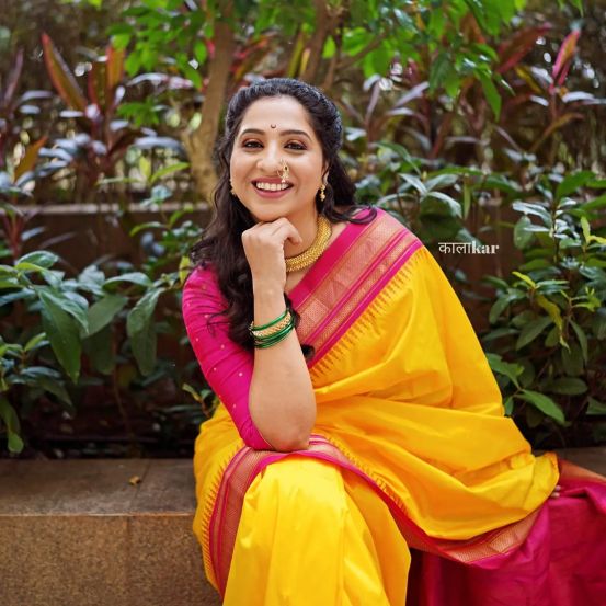 Madhurani Gokhale Prabhulkar Yellow Saree