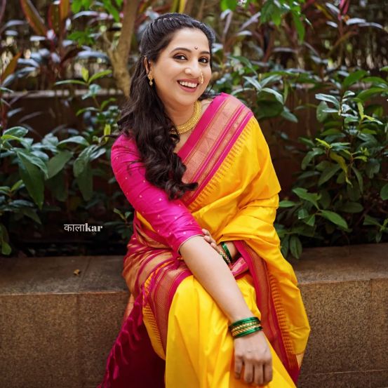 Madhurani Gokhale Prabhulkar Yellow Saree