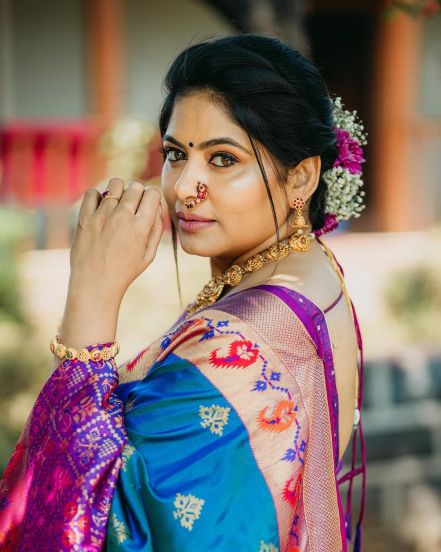 Navratri Actress Peacock Green Saree