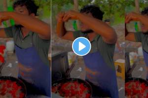OMG! उकळत्या तेलात हात घालून तरुण तळतोय मंचूरियन भजी; विश्वास बसत नसेल तर..’हा’ पाहा VIDEO manchurian viral video hand in boiling oil remove manchurian by hand from the boiling oil