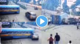 suv collides with speeding bus after jumping red light in kolkata Horrific Accident video viral