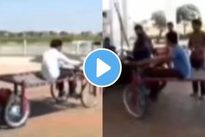 याला म्हणतात जुगाड! पठ्ठ्याने खाटेपासून बनवली चक्क चारचाकी गाडी; Video पाहून युजर्स चकित a man converted a cot into a car people were surprised after watching the video
