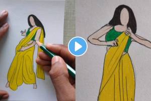 तरुणाने ‘छम्मक छल्लो’ गाणं चित्रातून केलं सादर ! Video पाहून मेहनतीचं कराल कौतुक… The artist presented the song Chhammak Chhallo by drawing a picture