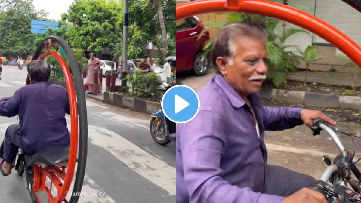 Man has been spotted riding a unique bike on the streets of Surat