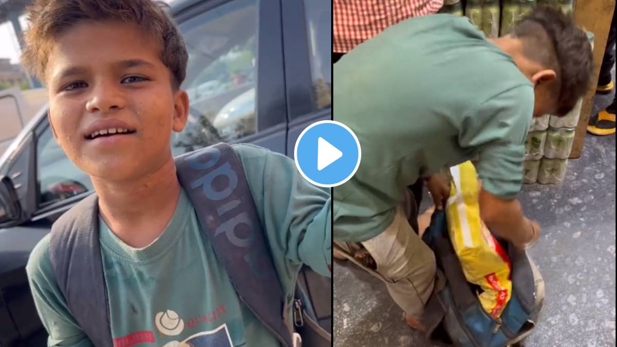 A nine-year-old boy is seen expressing his grief in front of a woman by demanding chapati flour