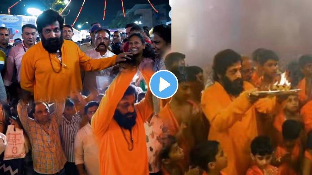 Dharmaveer 2 Prasad Oak In The Look Of Anand Dighe At Tembhinaka Navratri 2023 video viral