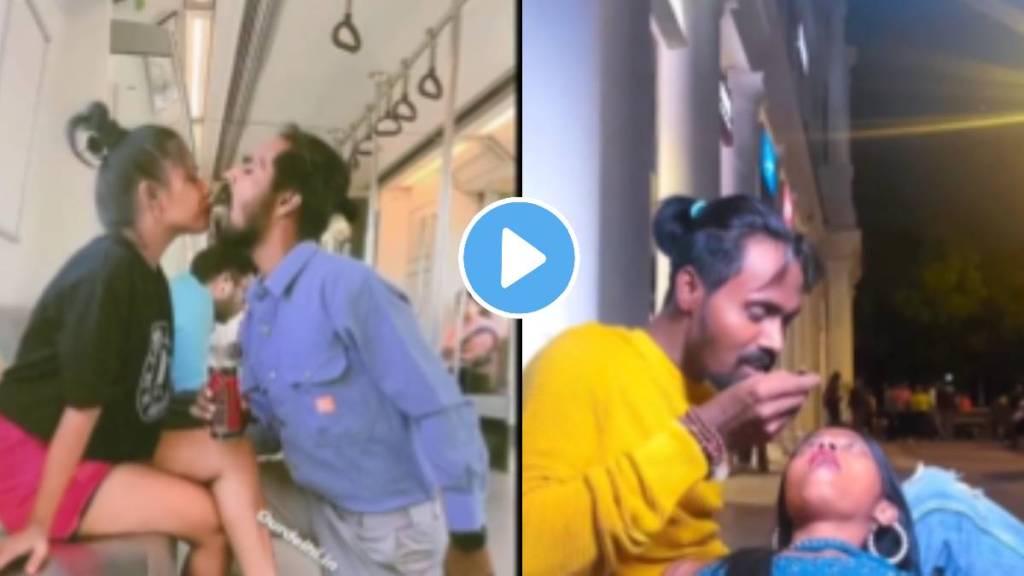 Delhi metro couple viral video boyfriend drinks milk from girlfriend mouth with spoon