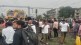 diva railway station, train stopped by passengers in diva railway station, central railway traffic jam