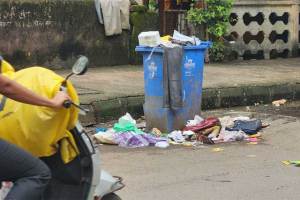 महापालिकेची स्वच्छता मोहीमेनंतर दैनंदिन कचरा रस्त्यावर daily garbage seen on roadside in kalamboli suburb just after cleanliness campaign