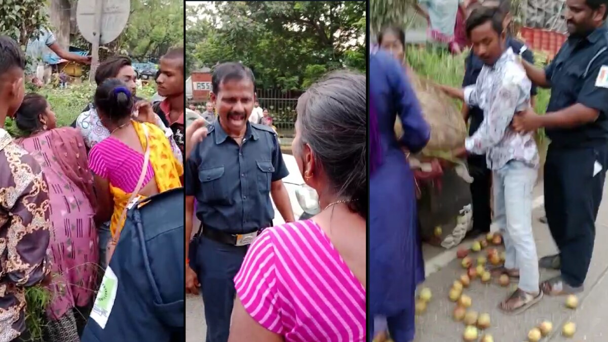 unauthorized hawkers bullied took action against Navi Mumbai Municipal anti-encroachment team