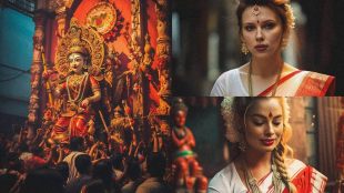 AI Photos: Hollywood actresses seen in Bengali look on the occasion of Durga Puja