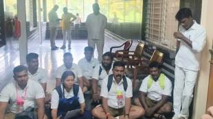rpi athwale group workers dressed in school uniform for protest