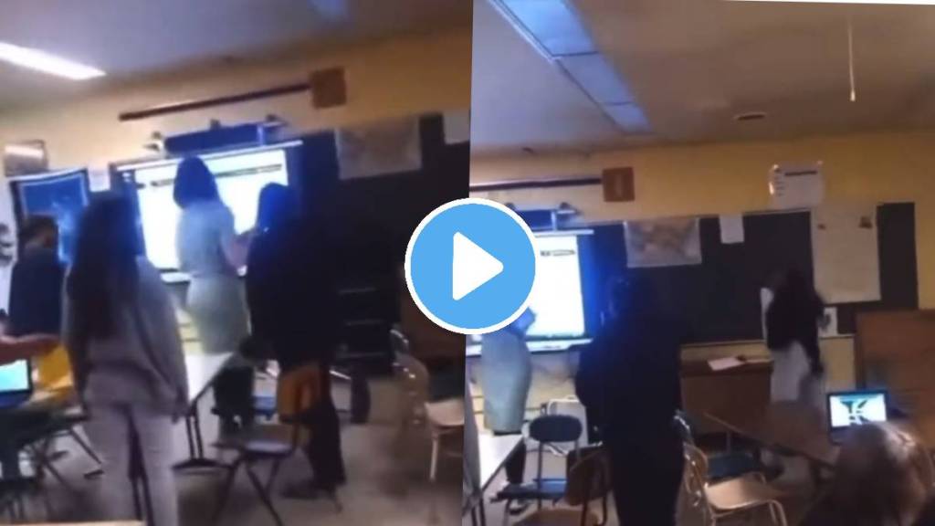 students hurl iron chair at teacher in classroom during argument teacher unconcious michigan usa video viral