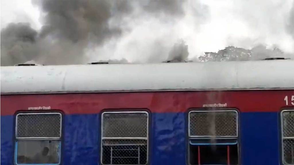 coaches of demu passenger train gutted in fire near ahmednagar city