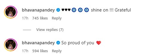 Bhavana Panday comment on Ananya Pandey Post