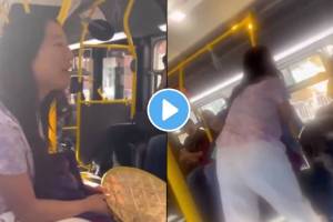 Woman barks at a man for playing music without headphones on the bus video goes viral
