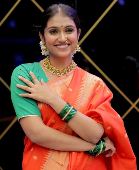 Rinku Rajguru Orange Paithani Saree