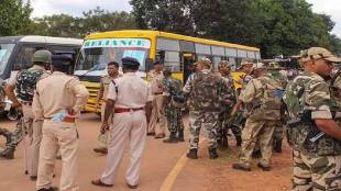 Security personnel on poll duty during Chhattisgarh Assembly elections at Jagdalpur in Bastar district. (Image_ PTI)