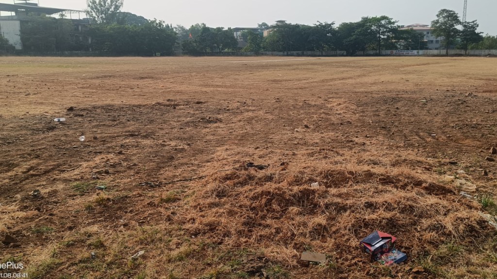 Stones and dust strewn in the ground owned by the city council in Jawhar