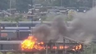 huge fire broke out in an empty coach