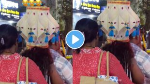 punekar girl bring Akash Kandil on head due to Lack of space on bike pune video goes viral during diwali