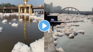 Toxic foam floating on the Indrayani river at Alandi