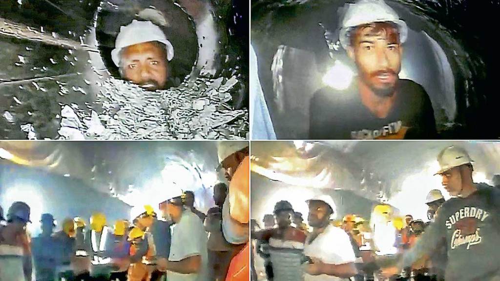 uttarkashi tunnel collapse video footage show workers trapped in the tunnel are safe
