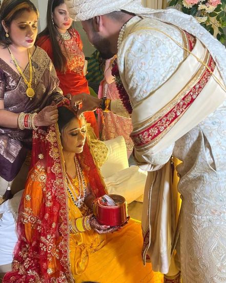 Indian fast bowler Mukesh Kumar's wedding photos