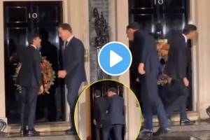 UK PM Rishi Sunak Dutch pm gets locked out of 10 Downing Street home Watch viral Video