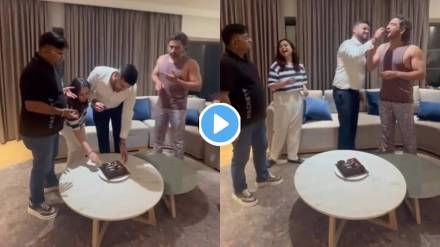 Mahendra Singh Dhoni celebrating his friend's birthday