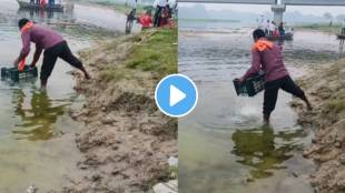 viral video of man cleaning noodles in river water is going viral in social media